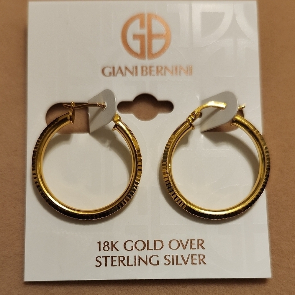 18k Giani Bernini Gold Modern Hoop Earrings